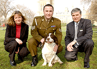 NOAH vice-chairman (2003/04), Sue Huggett and chief executive Phil Sketchley with Buster