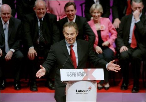 Tony Blair at a Labour press conference