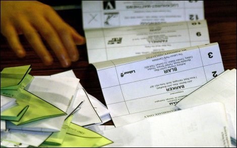 Ballot paper with Tony Blair's name on it