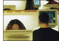 Students working on computers