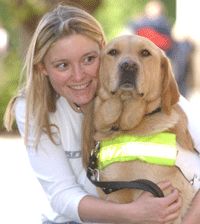 Woman with guide dog