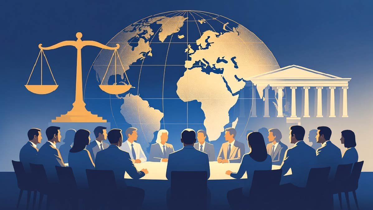 Professional digital interface showing global political maps and economic data charts representing Epolitix analysis.